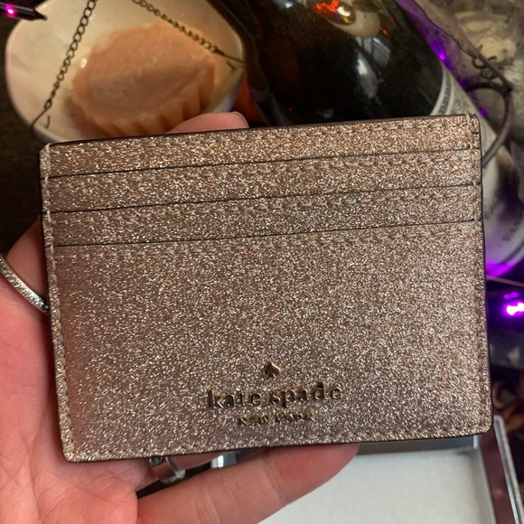 Authentic Kate Spade smooth glitter leather card case in box - Picture 8 of 8